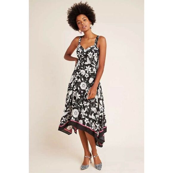 NEW ANTHROPOLOGIE Sz 6 VIVIENNE FLORAL PRINTED MIDI MAXI DRESS X MAEVE - Picture 1 of 5